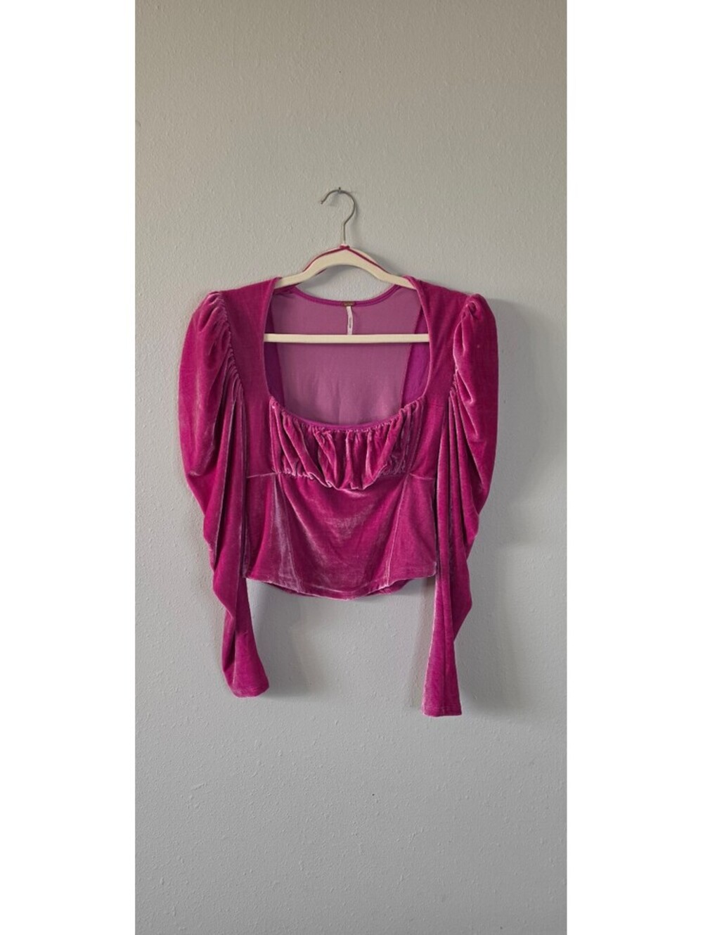 Free People Intimately Fuchsia Velvet Corset Long Sleeve Top Size Small